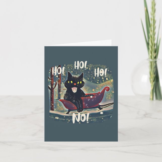 Tarjeta Festiva Navidades de gato negro traviesos y graciosos (Anverso)