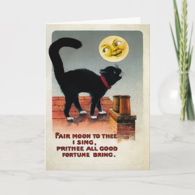 Tarjeta Festiva Navidades de Gato y Luna de Victoria (Anverso)