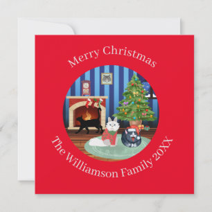 Tarjeta Festiva Navidades de gatos de rescate personalizados