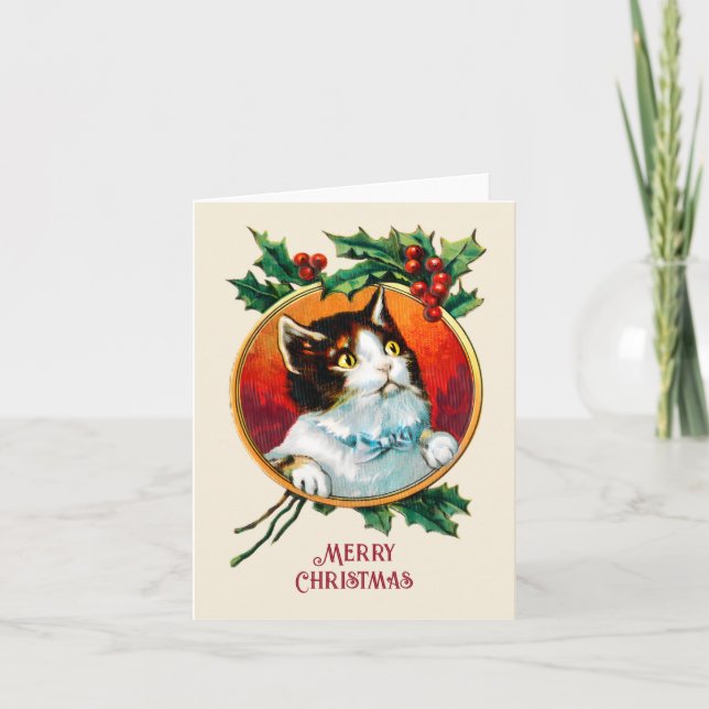 Tarjeta Festiva Navidades de gatos lindos de la época (Anverso)