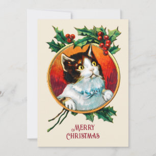 Tarjeta Festiva Navidades de gatos lindos de la época