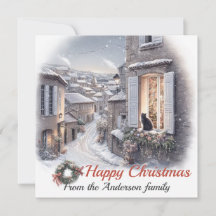 Navidades de gatos negros de la aldea Snowy