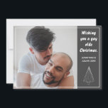 Tarjeta Festiva Navidades de Gay Olde Navidades LGBTQ Chalkboard<br><div class="desc">Celebra tu amor y desea que tus amigos y familia sean buenos con esta tarjeta de Navidades personalizada. Añade tu foto y mensaje de personalizado en la parte posterior.</div>