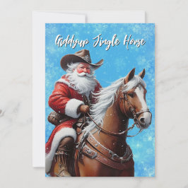 Tarjeta Festiva Navidades de Giddyup Jingle Horse Santa Claus