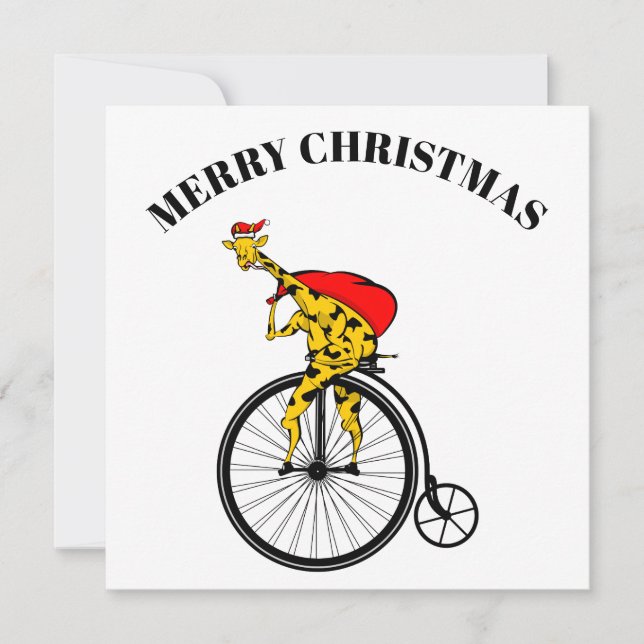 Tarjeta Festiva Navidades de Giraffe Santa Claus (Anverso)