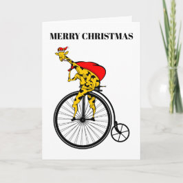 Tarjeta Festiva Navidades de Giraffe Santa Claus
