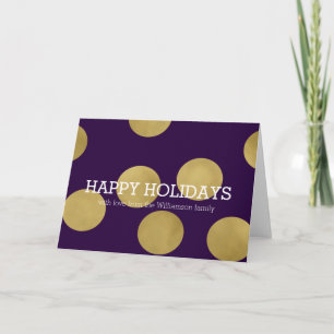 Tarjeta Festiva Navidades de Glitz y Purple Dots de oro