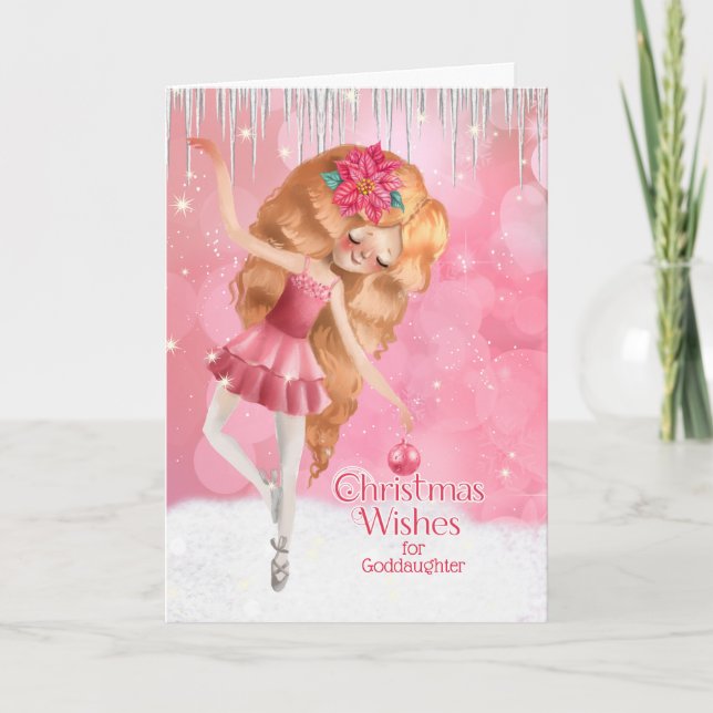 Tarjeta Festiva navidades de Godgirl Pink Ballerina (Anverso)