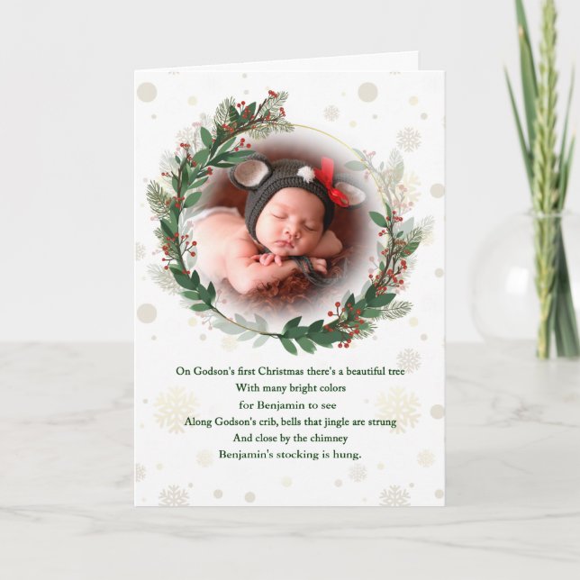 Tarjeta Festiva Navidades de Godson's Photo and Name First (Anverso)