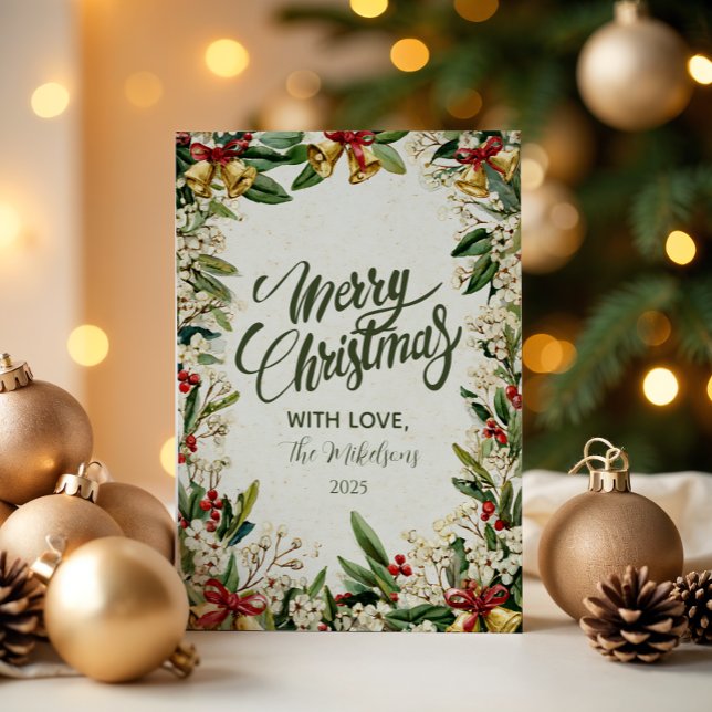 Tarjeta Festiva Navidades de Golden Bells Holly (Subido por el creador)