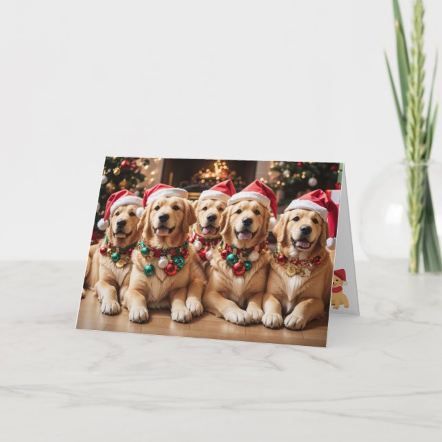 Tarjeta Festiva Navidades de Golden Retriever (Anverso)