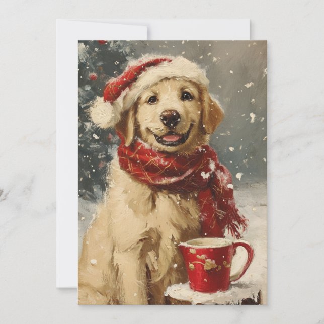 Tarjeta Festiva Navidades de Golden Retriever (Anverso)