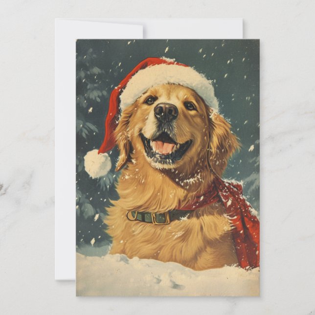 Tarjeta Festiva Navidades de Golden Retriever (Anverso)