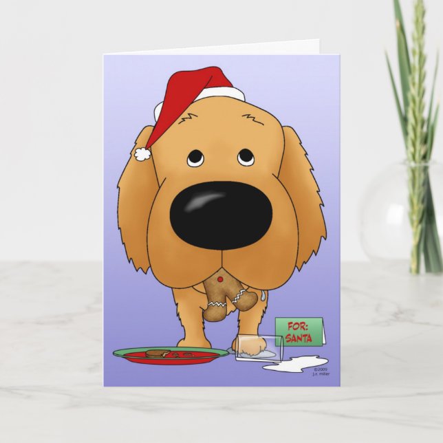 Tarjeta Festiva Navidades de Golden Retriever (Anverso)