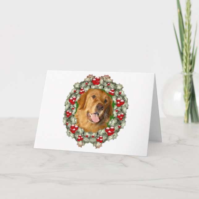 Tarjeta Festiva Navidades de Golden Retriever (Anverso)