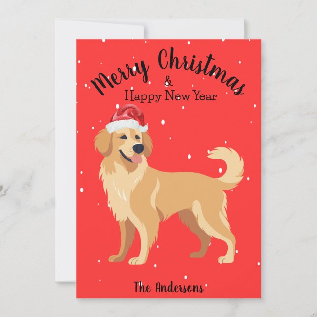 Tarjeta Festiva Navidades de Golden Retriever (Anverso)