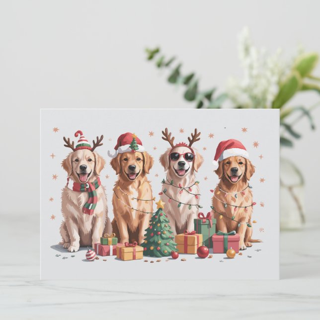 Tarjeta Festiva Navidades de Golden Retriever Lover Dog Mom Xmas (Anverso de pie)