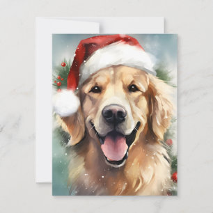 Tarjeta Festiva Navidades de Golden Retriever pinchan arte