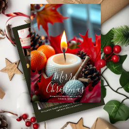 Tarjeta Festiva Navidades de golf Candle・Familia Photo Olive