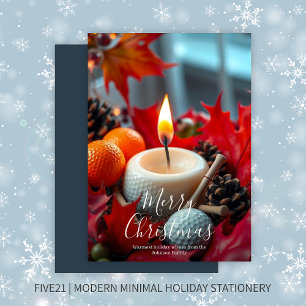 Tarjeta Festiva Navidades de golf Candle・Navy Blue