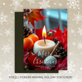 Tarjeta Festiva Navidades de golf Candle・Olive