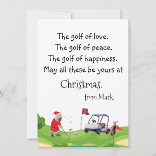 Tarjeta Festiva Navidades de golf con la bendición de Santa Claus