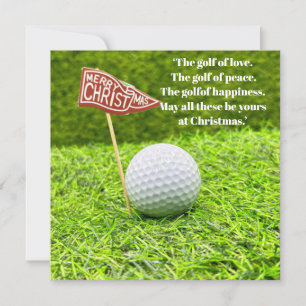 Tarjeta Festiva Navidades de golf con pelota de golf sobre césped