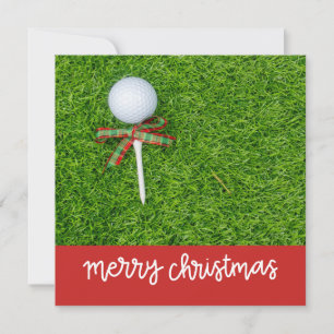 Tarjeta Festiva Navidades de golf con pelota de golf y tee con cin