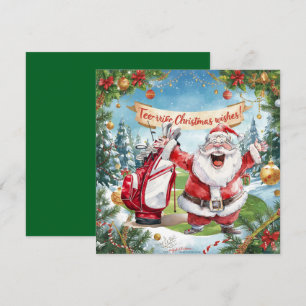 Tarjeta Festiva Navidades de golf con Santa Claus