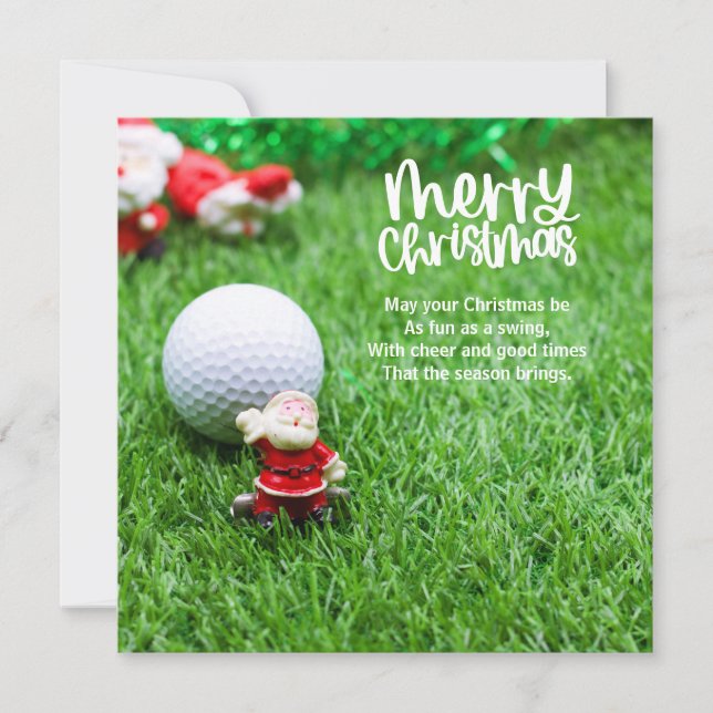 Tarjeta Festiva Navidades de golf con Santa Claus (Anverso)