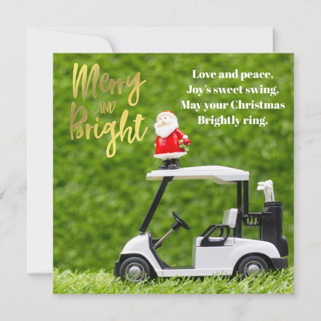 Tarjeta Festiva Navidades de golf con Santa Claus (Anverso)
