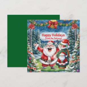 Tarjeta Festiva Navidades de golf con Santa Claus
