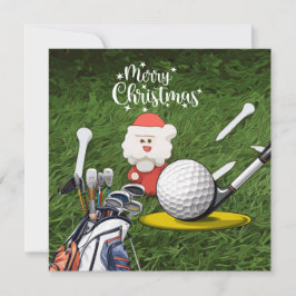 Tarjeta Festiva Navidades de golf con Santa Claus