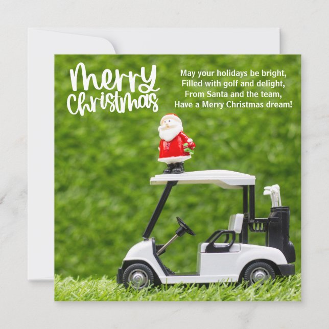 Tarjeta Festiva Navidades de golf con Santa Claus (Anverso)
