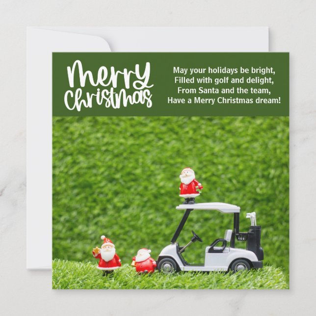 Tarjeta Festiva Navidades de golf con Santa Claus (Anverso)