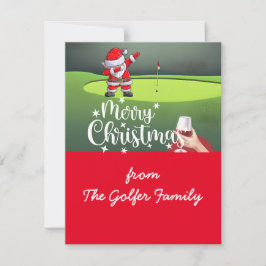 Tarjeta Festiva Navidades de golf con Santa Claus de la familia Go