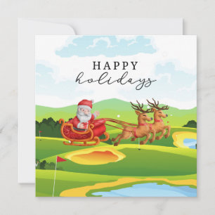 Tarjeta Festiva Navidades de golf con Santa Claus Felices Fiestas