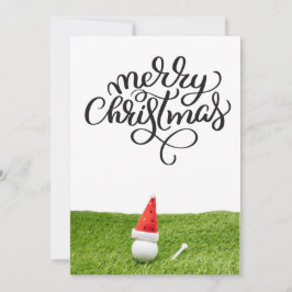 Tarjeta Festiva Navidades de golf con Santa Hat para Golfer