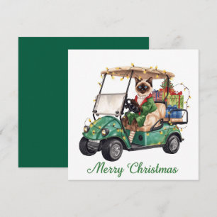 Tarjeta Festiva Navidades de golf con temática de Gato Golfer Siam