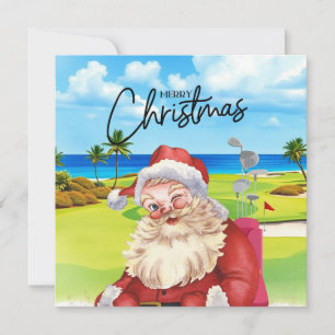 Tarjeta Festiva Navidades de golf de Santa Claus Golfer