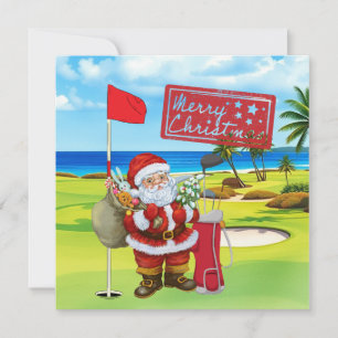 Tarjeta Festiva Navidades de golf de Santa Claus Golfer