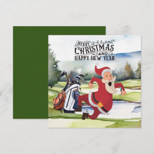 Tarjeta Festiva Navidades de golf de Santa Claus Tema