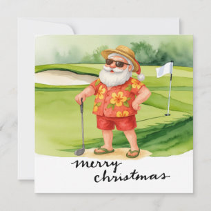 Tarjeta Festiva Navidades de golf de Santa Claus Tema