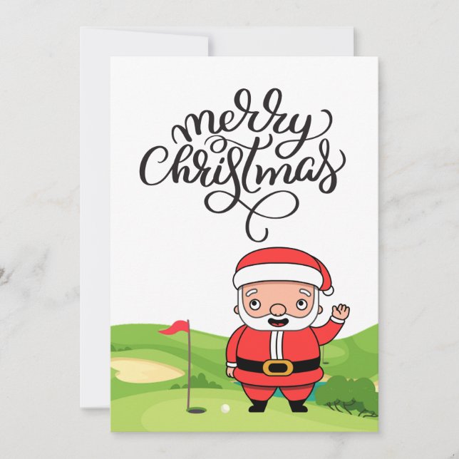 Tarjeta Festiva Navidades de golf en campo de golf para golfistas (Anverso)