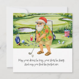 Tarjeta Festiva Navidades de golf en julio con Santa Claus si jueg