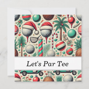 Tarjeta Festiva Navidades de golf en julio para golfistas con Sant