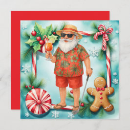Tarjeta Festiva Navidades de golf en verano en Santa Golfing