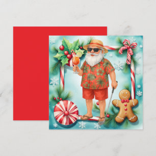 Tarjeta Festiva Navidades de golf en verano en Santa Golfing