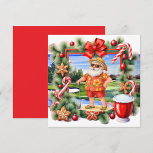 Tarjeta Festiva Navidades de golf en verano en Santa Golfing