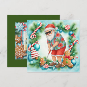 Tarjeta Festiva Navidades de golf en verano en Santa Golfing